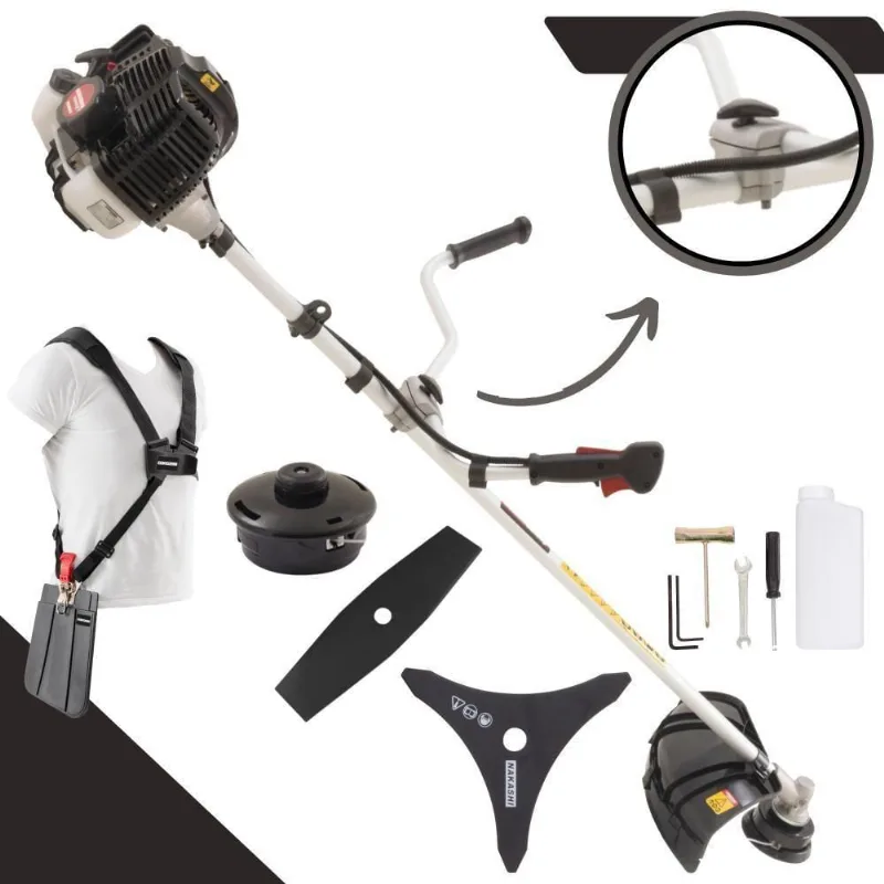 Roçadeira Profissional Lateral Kawashima Kw52le À Gasolina 52c 2,5hp Com Faca 3 Pontas + Faca 2 Pontas Duraline 330mm 2
