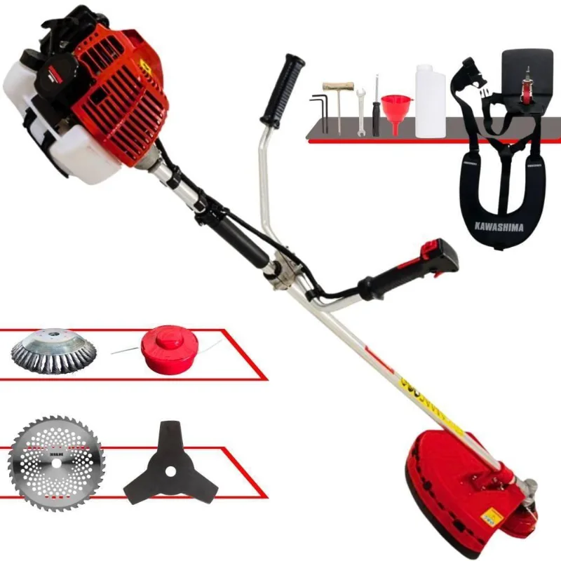 Roçadeira Profissional Lateral Kawashima Kw52l À Gasolina 52c 2,5hp + Faca 40 Dentes Duraline 255mm 2mm + Escova Rotati