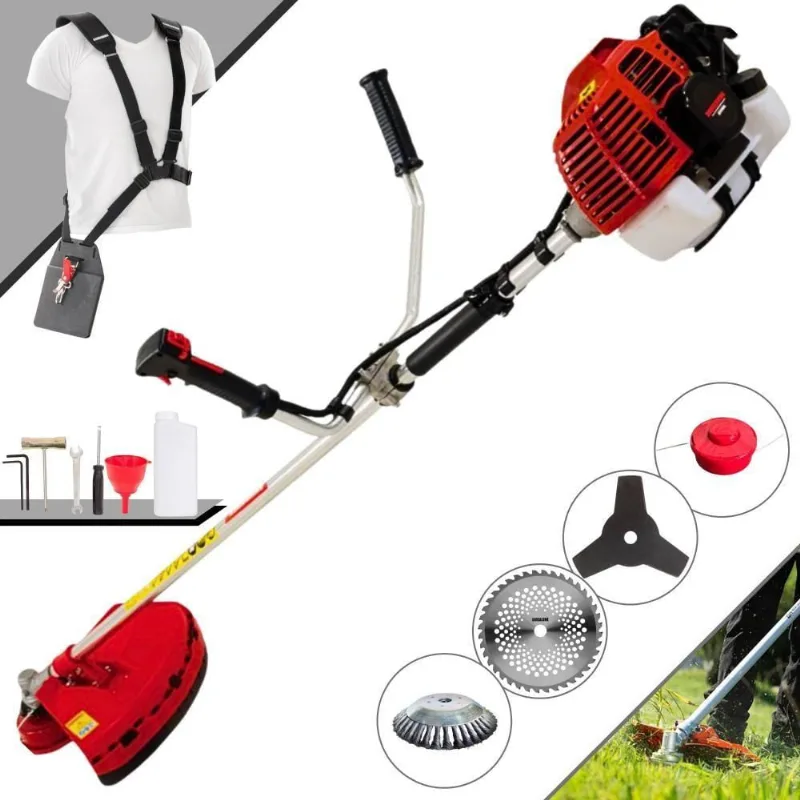 Roçadeira Profissional Lateral Kawashima Kw52l À Gasolina 52c 2,5hp + Faca 40 Dentes Duraline 255mm 2mm + Escova Rotati