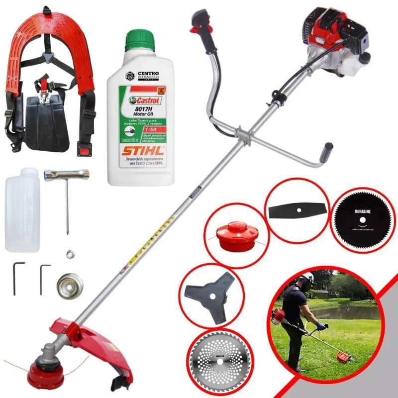 Roçadeira Rt43l Toyama Carretel + 4 Lâminas + Óleo Stihl 2t