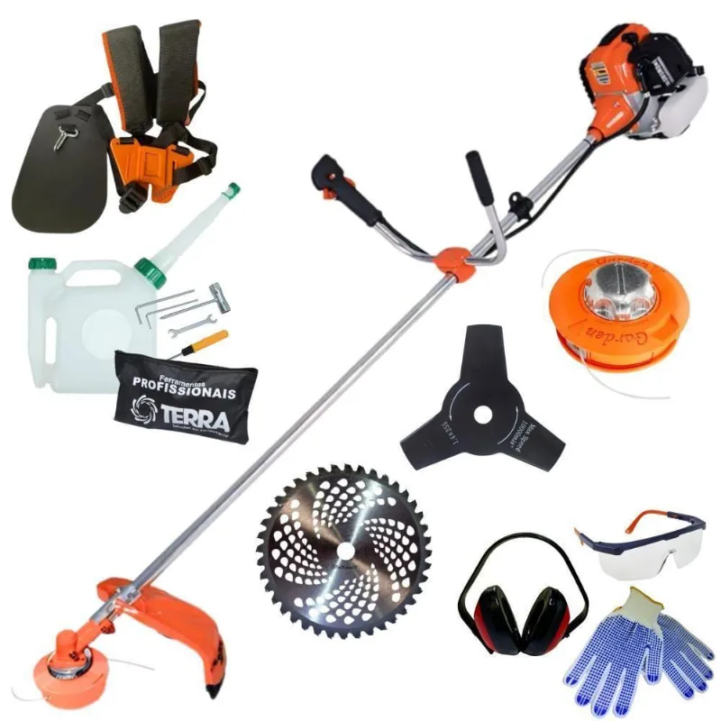 Roçadeira Profissional Lateral Terra Gr520xp À Gasolina 52cc 2t 2,5hp + Faca 3 Pontas Duraline 255mm 2,9mm - 255253pju