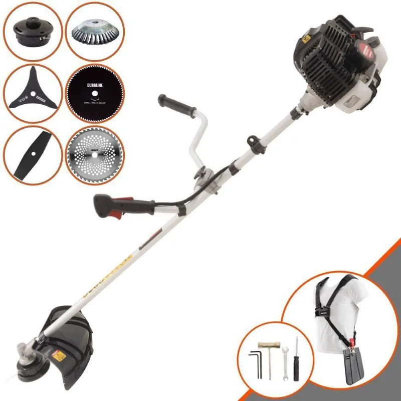 Roçadeira Profissional Lateral Kawashima Kw52le À Gasolina 52c 2,5hp 2t + Faca 2 Pontas + Faca 40 Dentes + Faca 80 Den