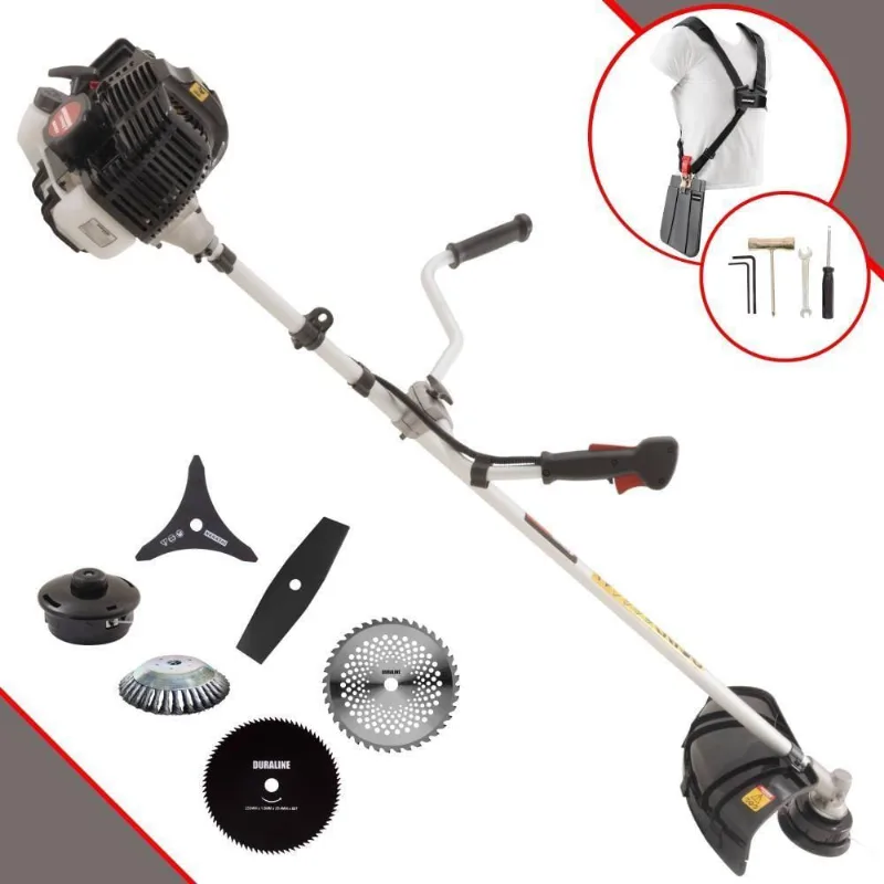 Roçadeira Profissional Lateral Kawashima Kw52le À Gasolina 52c 2,5hp 2t + Faca 2 Pontas + Faca 40 Dentes + Faca 80 Den