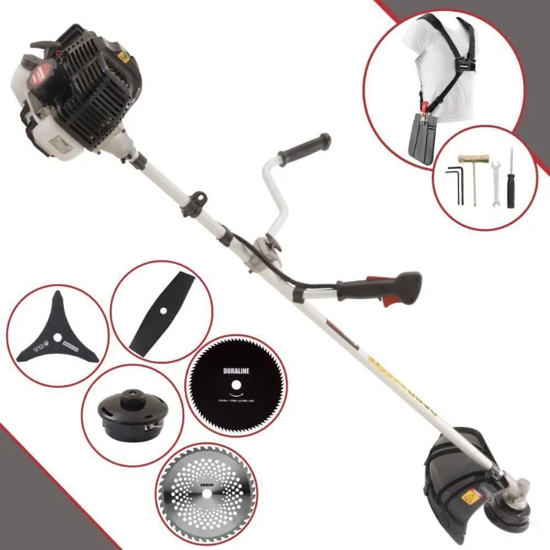 Roçadeira Profissional Lateral Kawashima Kw43le À Gasolina 43cc 1,7hp + Faca 2 Pontas 330mm + Faca 40 Dentes 255mm + Fa