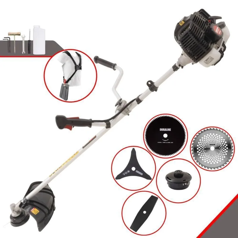 Roçadeira Profissional Lateral Kawashima Kw43le À Gasolina 43cc 1,7hp + Faca 2 Pontas 330mm + Faca 40 Dentes 255mm + Fa