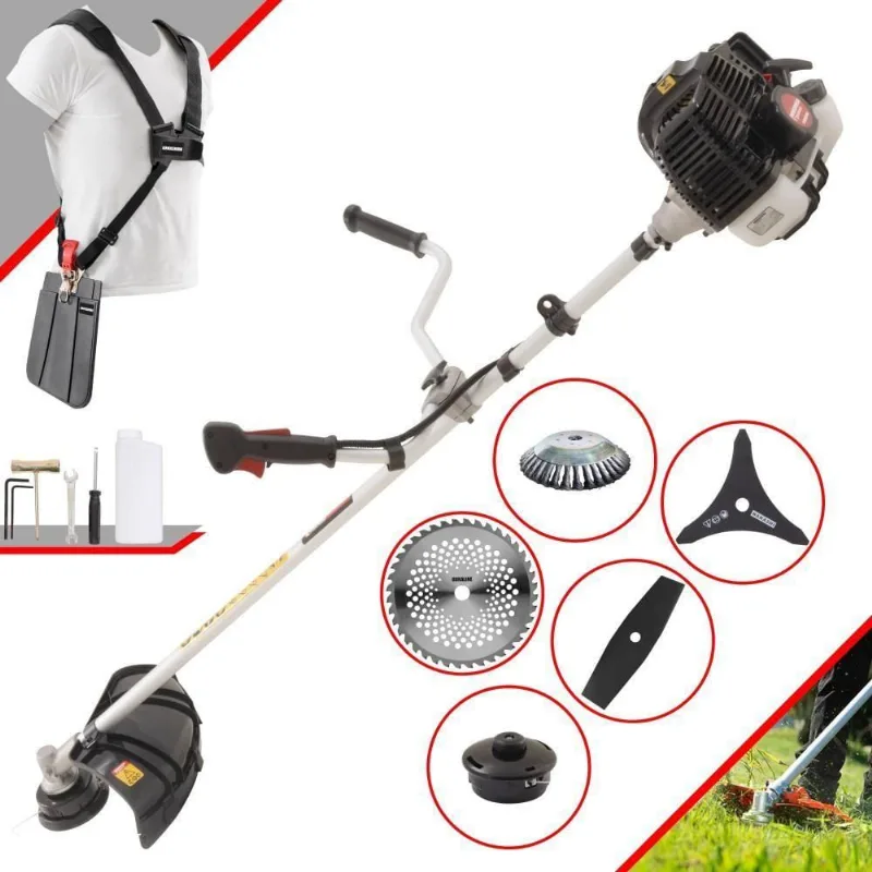 Roçadeira Profissional Lateral Kawashima Kw43le À Gasolina 43cc 1,7hp + Faca 2 Pontas 330mm + Faca 40 Dentes 255mm + Es