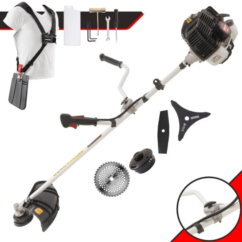 Roçadeira Profissional Lateral Kawashima Kw43le À Gasolina 43cc 1,7hp + Faca 2 Pontas Duraline 330mm 2,7mm + Faca 40 De