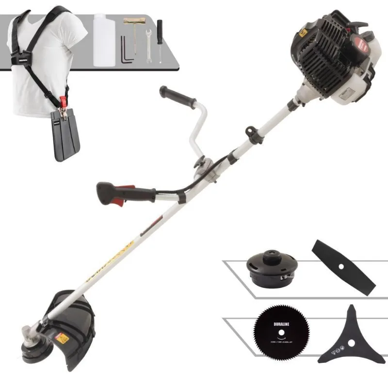 Roçadeira Profissional Lateral Kawashima Kw43le À Gasolina 43cc 1,7hp + Faca 2 Pontas Duraline 330mm 2,7mm + Faca 80 D