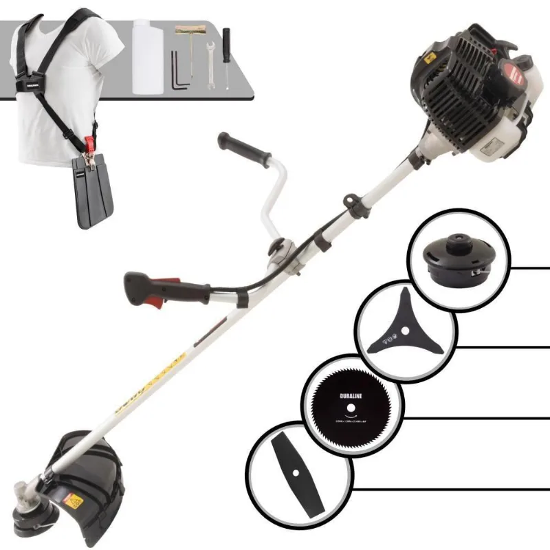 Roçadeira Profissional Lateral Kawashima Kw43le À Gasolina 43cc 1,7hp + Faca 2 Pontas Duraline 330mm 2,7mm + Faca 80 D