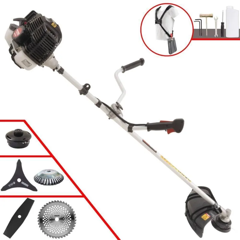 Roçadeira Profissional Lateral Kawashima Kw43le À Gasolina 43cc 1,7hp + Faca 2 Pontas 330mm + Faca 40 Dentes 255mm + Es