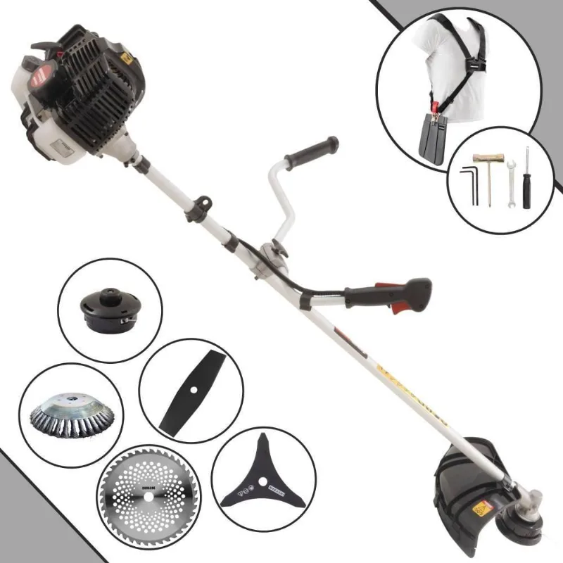 Roçadeira Profissional Lateral Kawashima Kw43le À Gasolina 43cc 1,7hp + Faca 2 Pontas 330mm + Faca 40 Dentes 255mm + Es