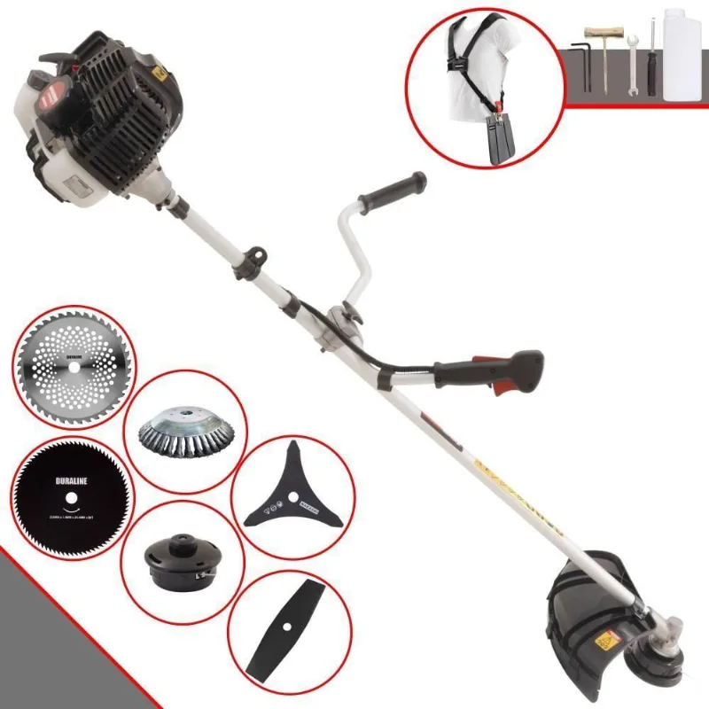 Roçadeira Profissional Lateral Kawashima Kw43le À Gasolina 43cc 1,7hp + Faca 2 Pontas + Faca 40 Dentes + Faca 80 Dentes