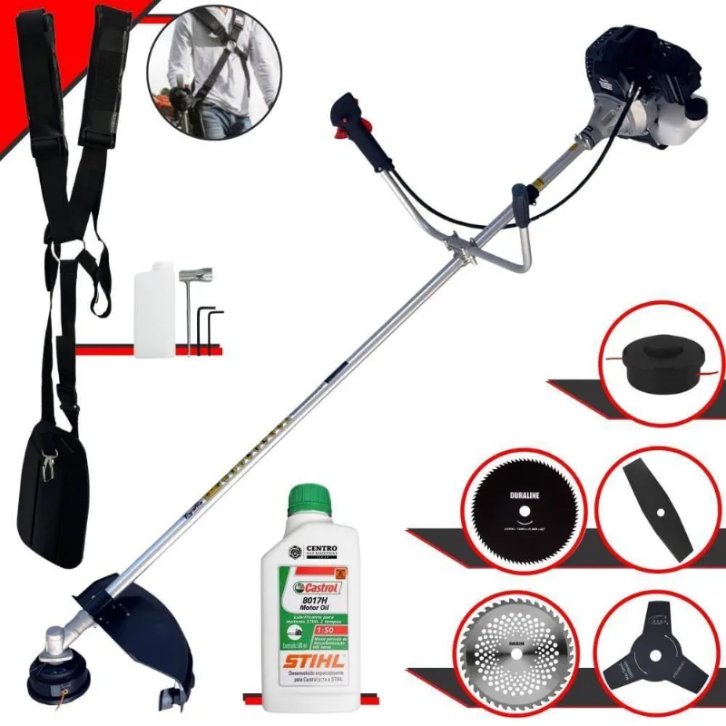 Roçadeira Rt43lb-25a 43cc + óleo Stihl + 4 Lâminas De Corte