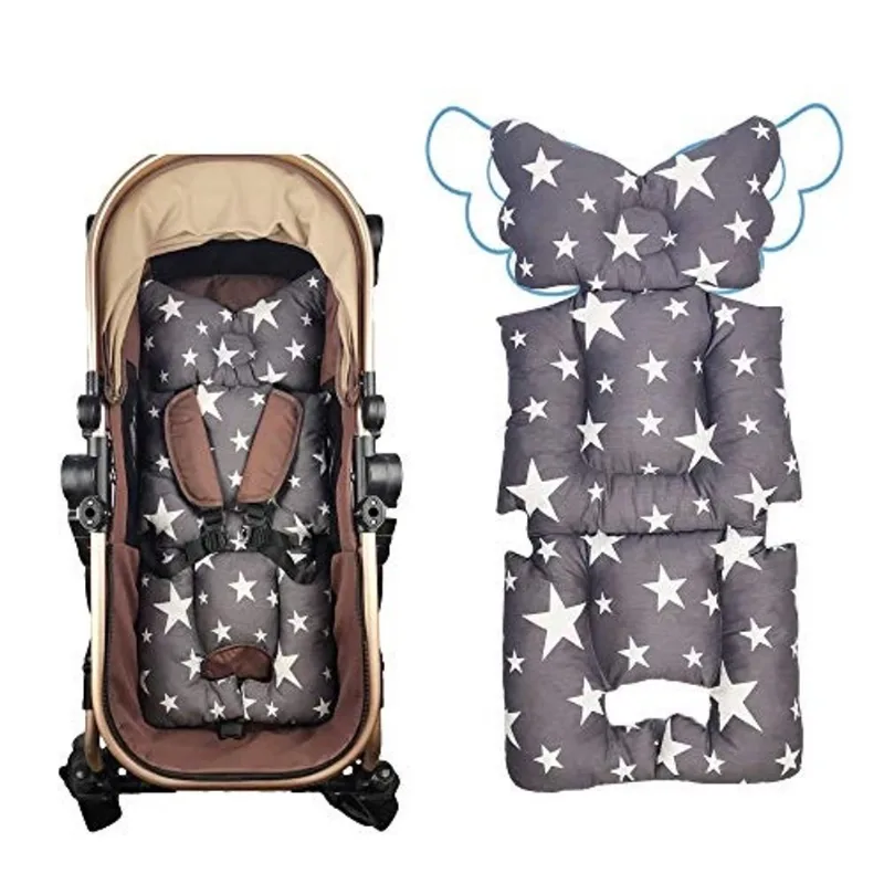 Almofada para Carrinho de Bebê Cinza com Estrelas
