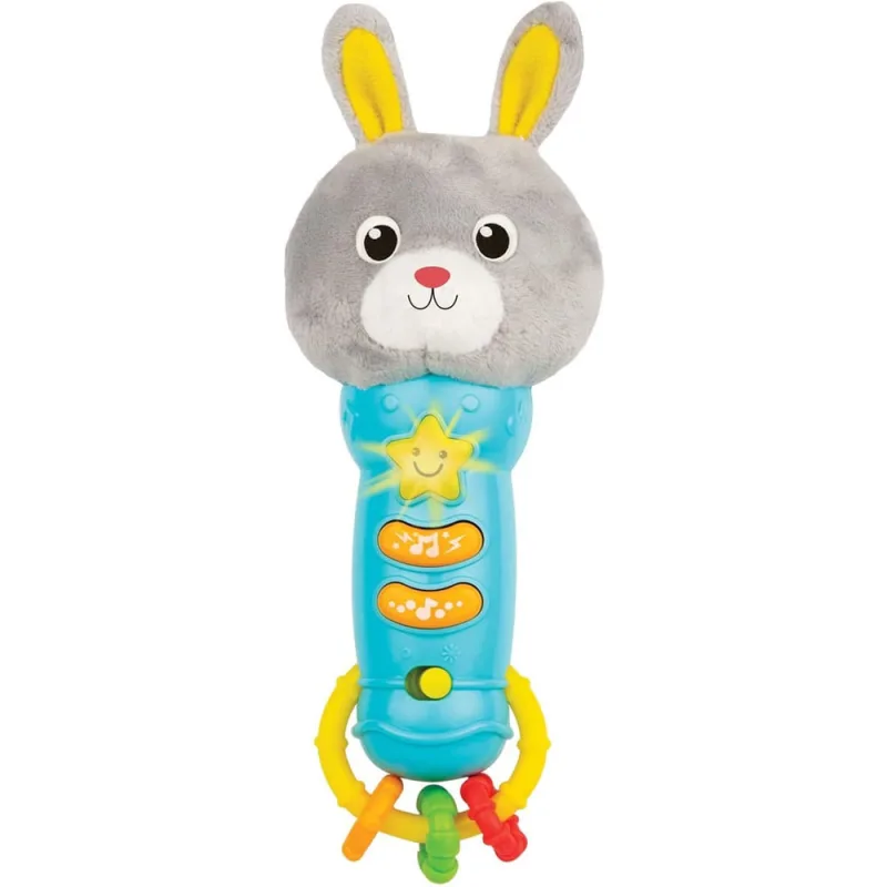 Brinquedo de microfone bebê com top de coelhinho macio – brinquedos musicais levem-se com chocalhos de bebê e botões de pressão fácil – efeitos sonoro - Não Disponível