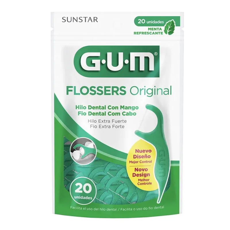 Fio Dental Flossers GUM Original Sabor Menta 20 Unidades - Gum