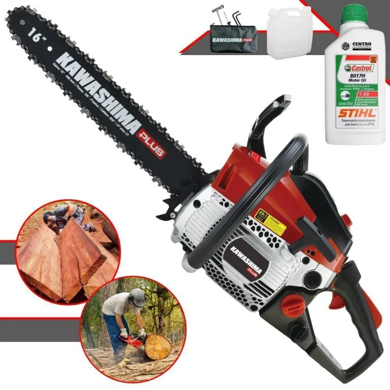 Motosserra Kawashima Kcs380p À Gasolina 37,2cc Com Sabre De 16 Polegadas 6600210 + Óleo Stihl 8017