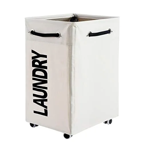 Haundry 86L Grande Cesto de Lavanderia Dobrável com Rodas, Roupa de Rolamento Impermeável Cesto de Cesta para Armazenamento de Roupas Sujas - Não Disponível