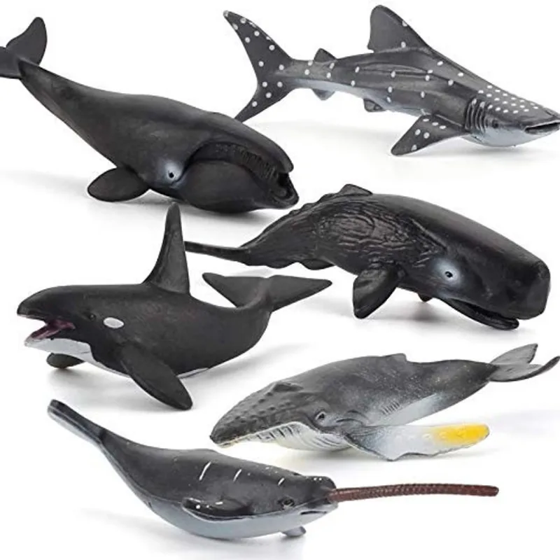 6 pcs Realista Mini Mar Marinha Marinha Figuras Do Oceano Criaturas do Oceano Modelos de Ação Estatueta Baleia Ornamento Educação Brinquedo Cognitivo Para Meninos Meninas Criança