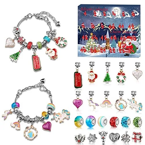 Calendário advento 2022 Meninas, Unicórnio & Natal Pulseiras Temáticas De Charme Calendários de Advento para Crianças Adolescentes 4-12, Melhores Amig - Não Disponível