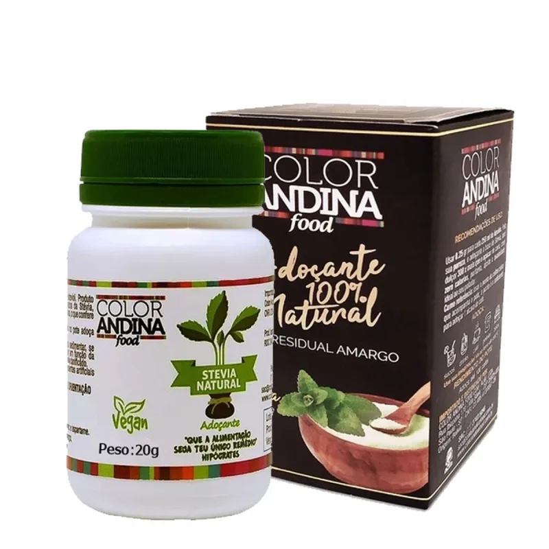 Adoçante Em Pó 100% Natural Stevia 20g Color Andina - Não Informado