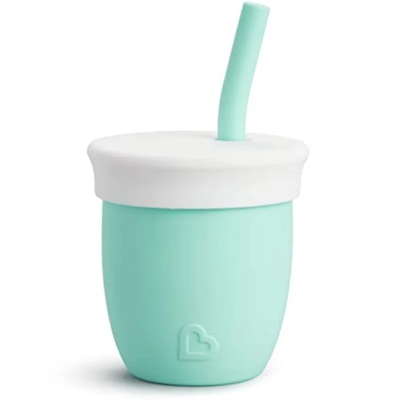 Munchkin C'est Silicone! Copa de Treinamento Aberto com Palha para Bebês e Crianças 6 Meses +, 4 Onças, Hortelã