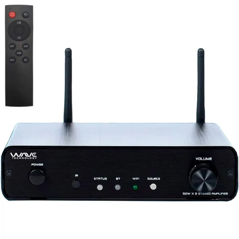 Wave One Wamp100w Amplificador Classe D De 2 Canais Com Wi-fi E Bluetooth