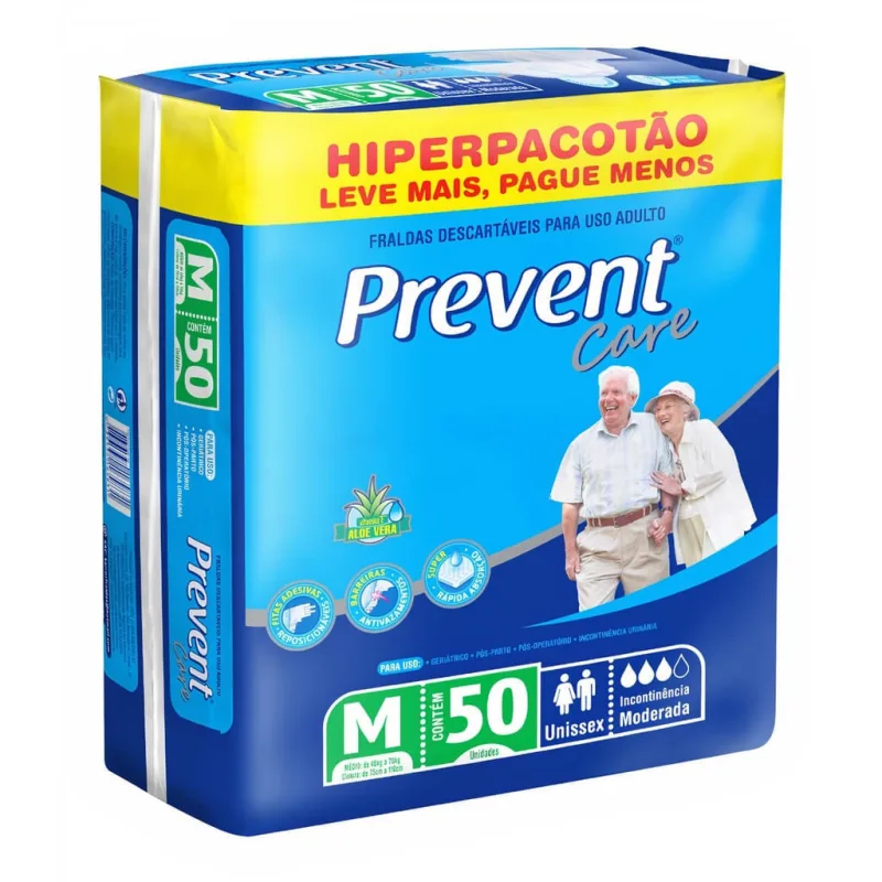 Fralda Geriátrica Prevent Hiper M Com 50 Unidades - Não Informado