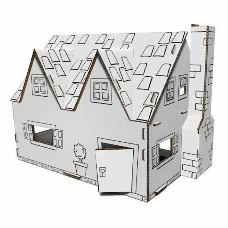 Casa De Papelão Para Montar E Colorir