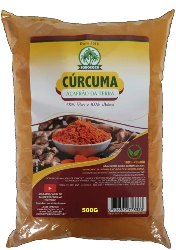 Cúrcuma 100% Pura Moída Açafrão Da Terra 500 Gr - Não Informado