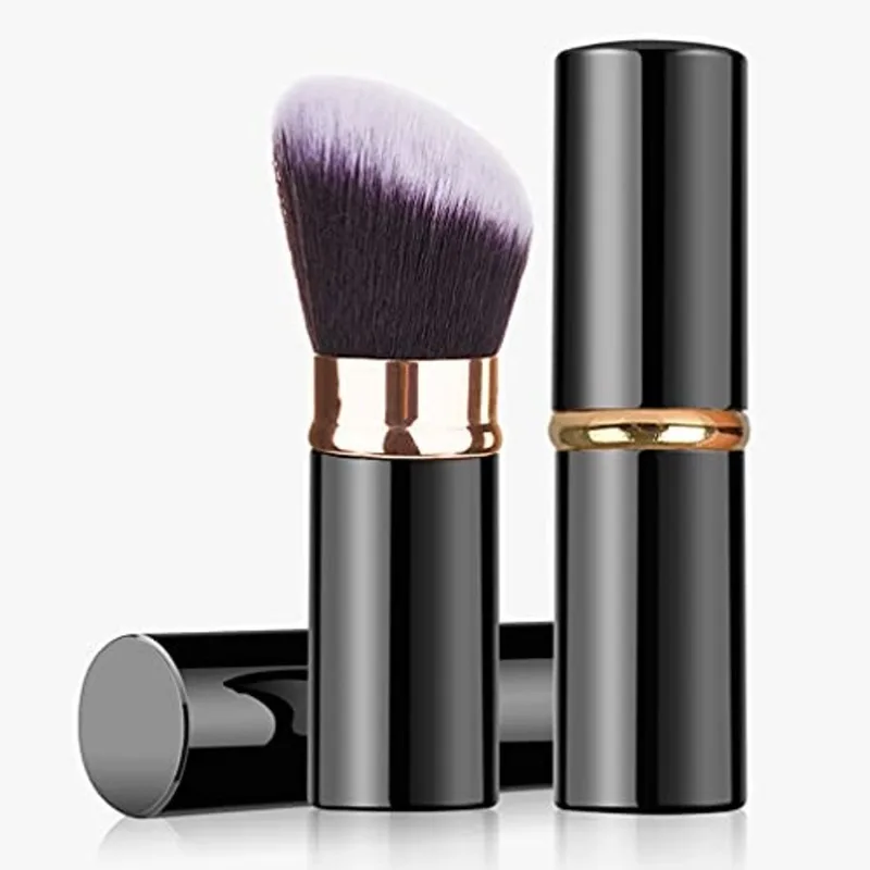 Rn beleza Retrátil Kabuki Pincéis Fundação Pincel em pó Pincel Blush Pincel de Maquiagem Extensível Pincel Rosto Liquidificador Pincel Profissional Mineral Mistura Lustrante Corretivo Pincel Alumínio