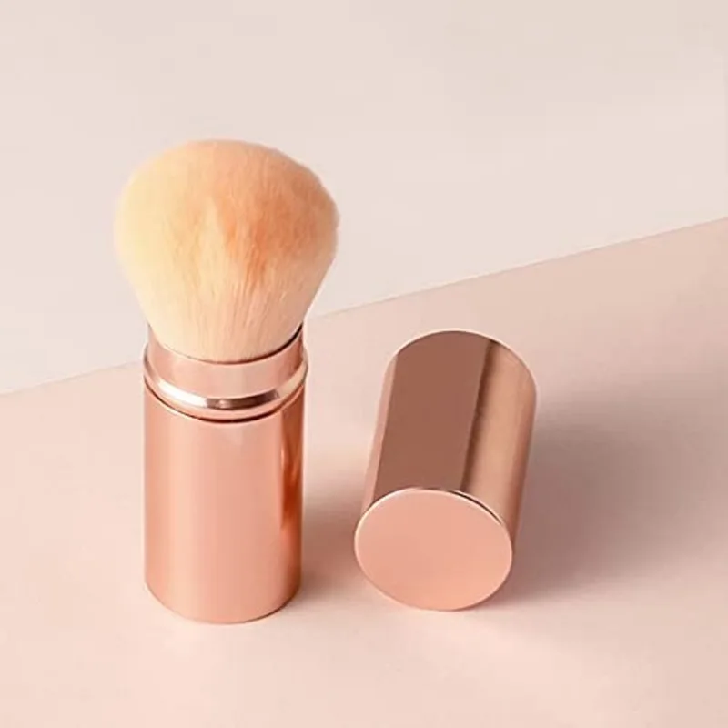 Rn beleza Retrátil Kabuki Pincéis Blush Brush Foundation Pincel em pó Face Blender Brush Multi-função Cosméticos Maquiagem Pincel Profissional Mineral Mistura Lustrante Corretivo Escova de Alumínio Ca