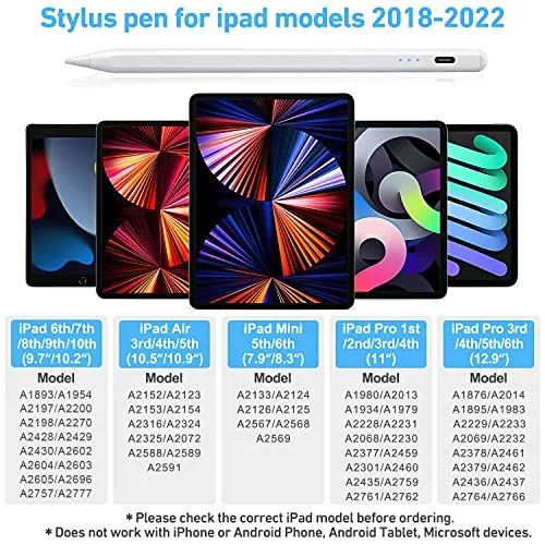 Caneta Stylus Para Ipad, Lápis Ativo Com Carga Rápida, Palma
