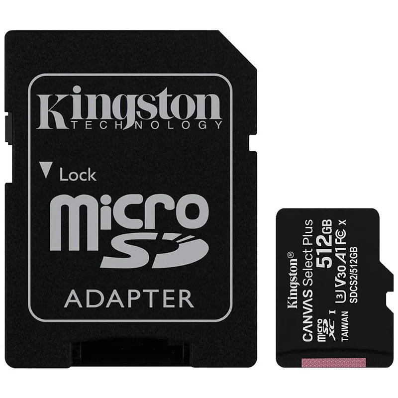 Cartão de Memória 512GB Kingston MicroSD Canvas Select Plus 100R A1 C10 4311