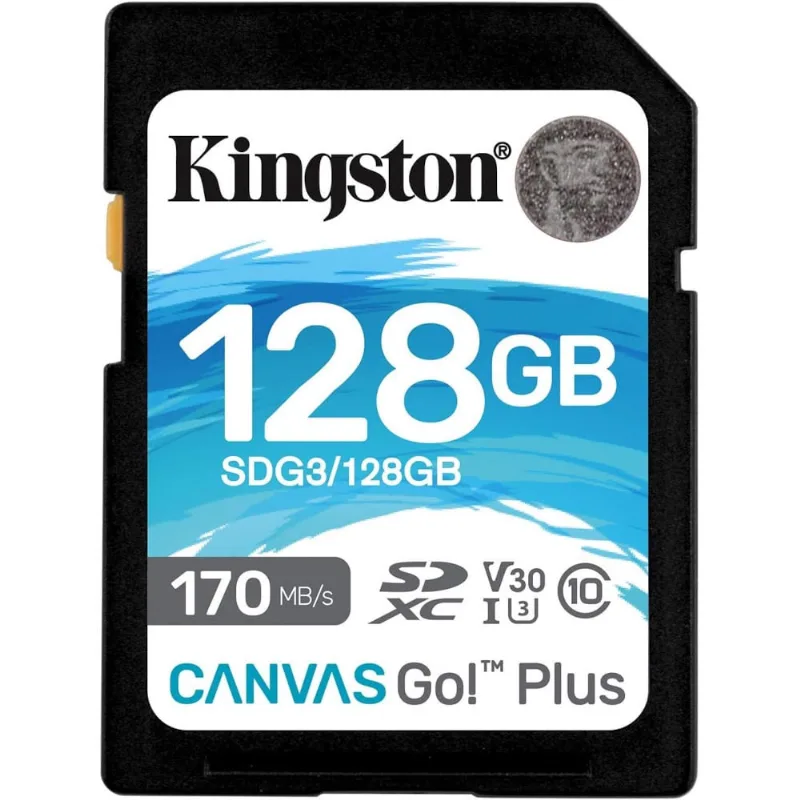 Cartão sd 128GB Kingston Canvas Go Plus para gravação de vídeo 4K uhd e modo fotográfico burst na sua dslr, SDG3/128GB kingston