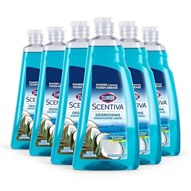 Sabonete líquido para lavar louça Clorox Scentiva Cheira bem e corta a gordura rapidamente Fórmula de enxágue rápido para uma limpeza poderosa em que você pode confiar, Pacific Breeze e coco, 26 onças