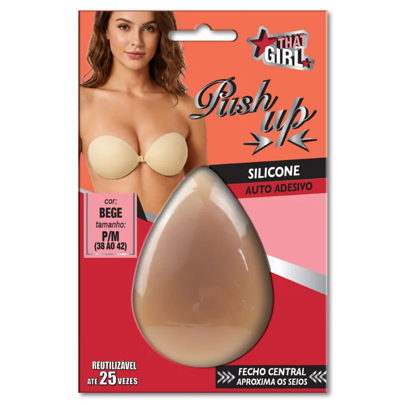 Push Up That Girl cor Bege Silicone Auto Adesivo Tamanho P/M (38 ao 42)