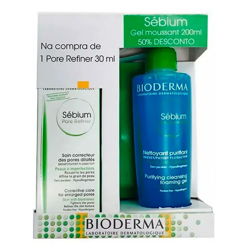Kit Bioderma Sébium Pore Refiner 30ml + Sébium Gel Moussant 200ml