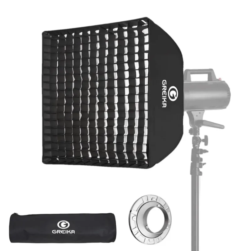 Softbox Greika 40x40cm com Grade Montagem Bowens