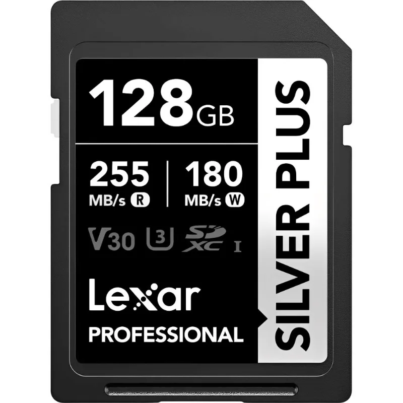 Cartão Sdxc 128gb Lexar Silver Plus Uhs-i V30 U3 255mb/s Cartão De Memória Sdxc 128gb Lexar Silver Plus Professional 4k 255mb/s E 180mb/s
