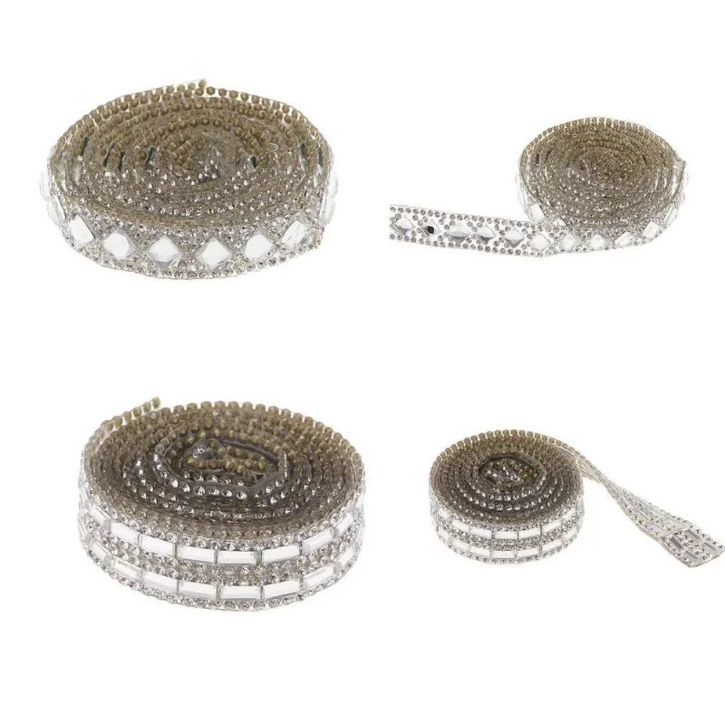 4 Peças De Fita De Cristal De Strass De Prata De 1 Jarda Guarnição De Costura Diy