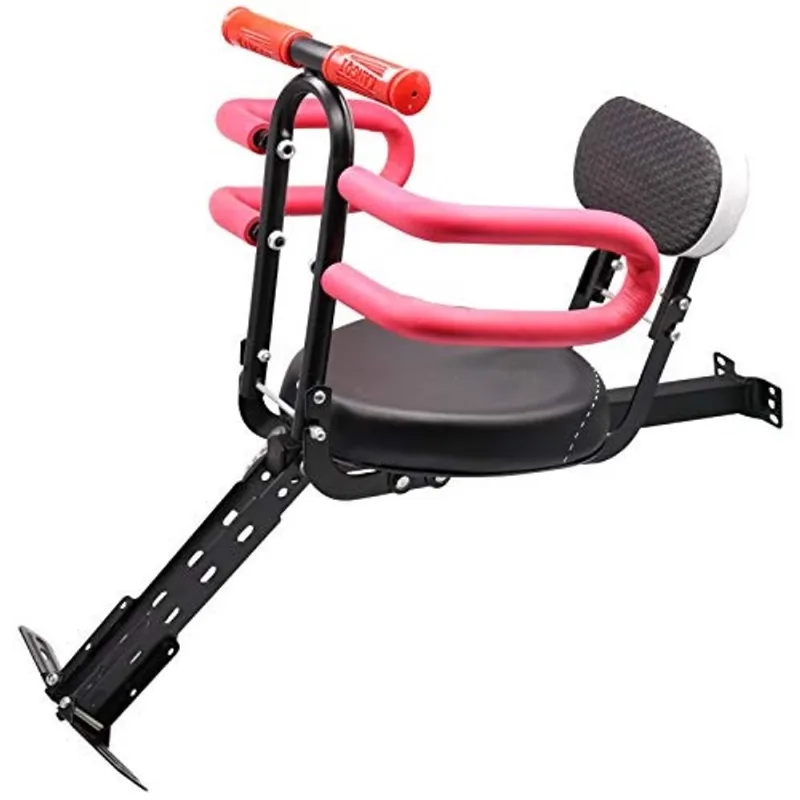 Assentos de bicicleta para crianças montados na frente dobráveis juntos, suporte de bicicleta portátil para crianças com corrimão de guarda-corpo e pedal para bicicletas de montanha, bicicletas híbrid