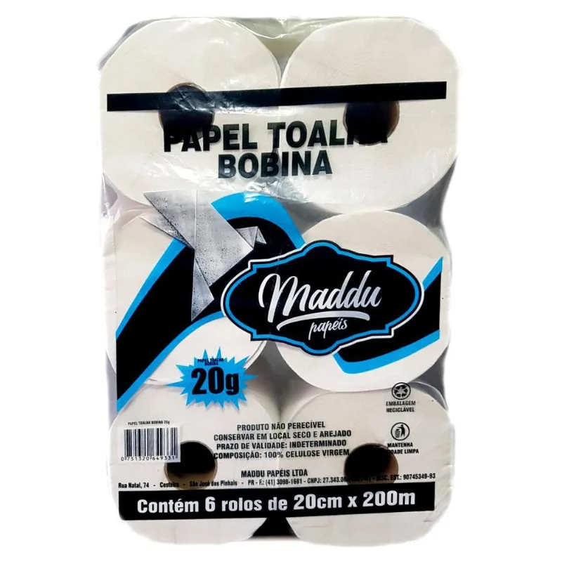 Papel Toalha Bobina 19,5 Cm X 200 M