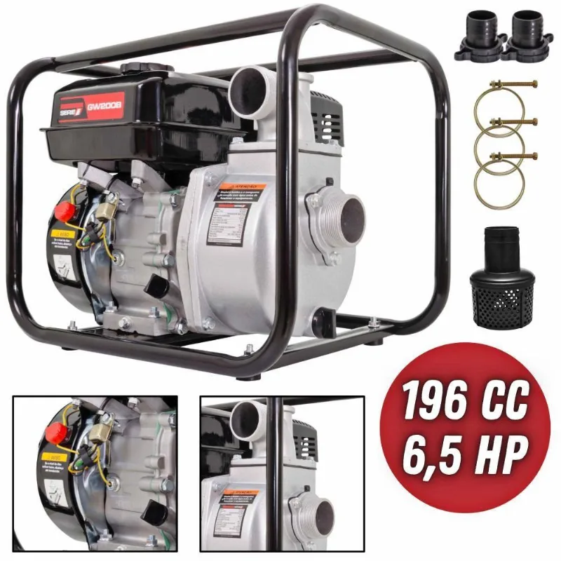 Motobomba 196cc 6,5hp 4t à Gasolina P/ Irrigação De Pomares