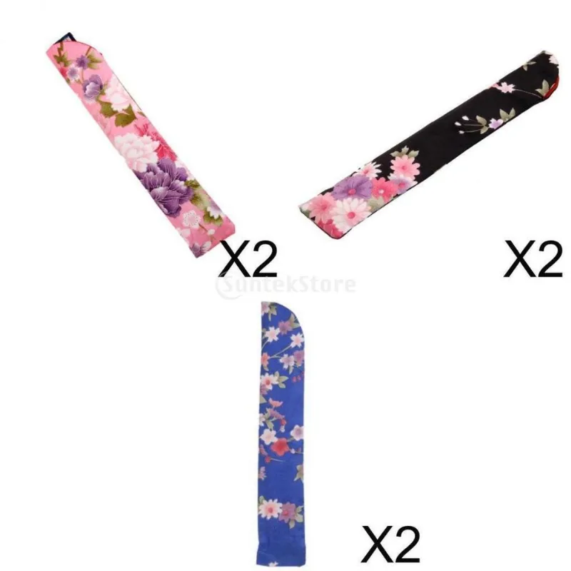 Conjunto De 6 Mãos Portáteis Mão Fan Bag Holder Mão Fan Bag Silk