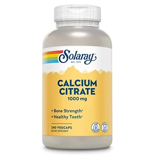 Citrato De Cálcio Solaray 1000mg, Suplemento De Cálcio Chelado Para Força Óssea, Dentes Saudáveis &amp; Nervo, Suporte À Função Muscular