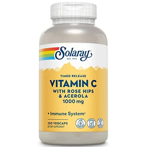 Vitamina C Solaray Com Rose Hips &amp; Acerola | Fórmula De Lançamento Cronometrado De Duas Etapas | | 1000mg Suporte Imunológico 24 Horas E - Não Informado