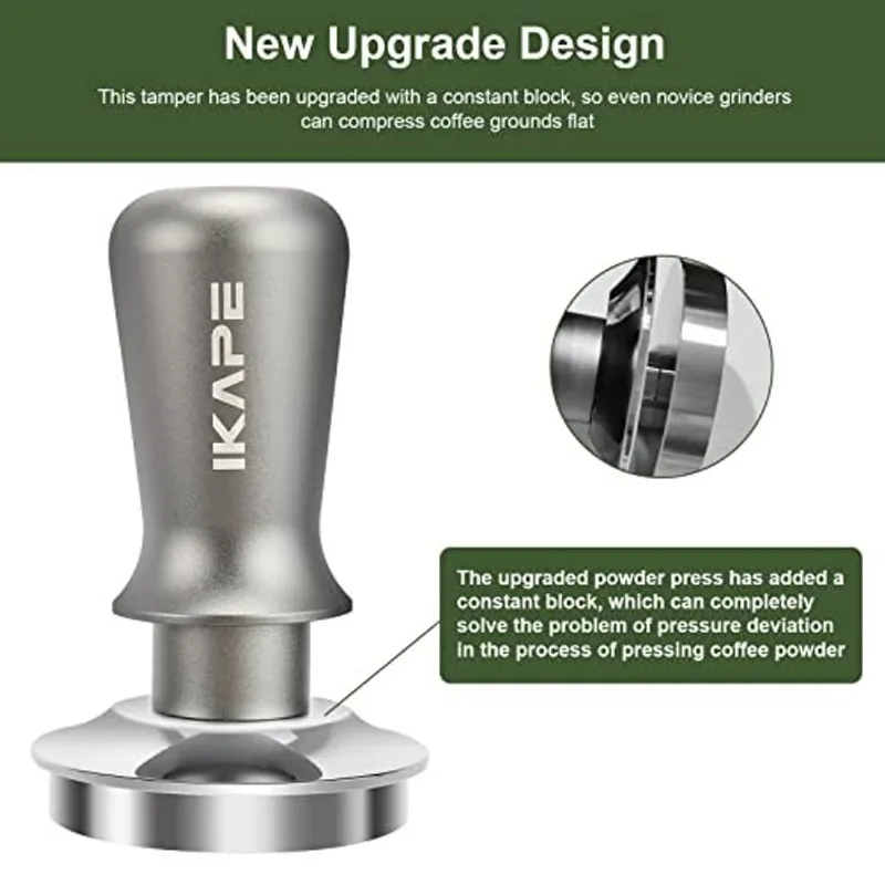 Ikape 45.5mm Espresso Tamper, Premium Barista Coffee Tamper Compatable with Flair Pro and Pro 2 Espresso Makers, 100% Flat Stainless Steel Calibrated Spring Loaded Tamper for Espresso Machine
