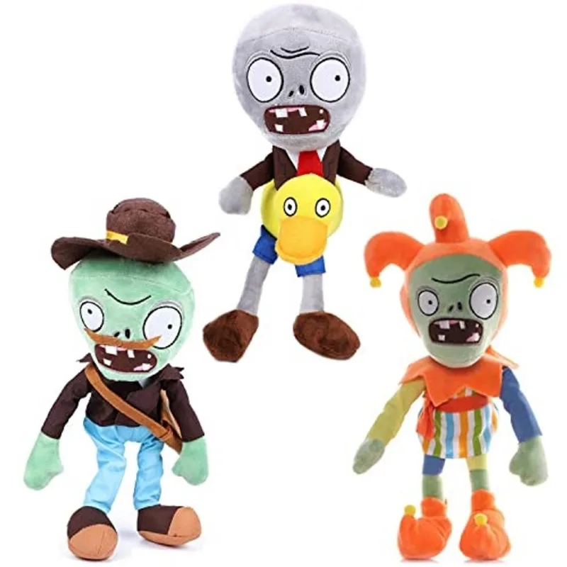 3 pcs Plantas vs Jester Plush Zombie Sets Toy Postman, 1 2 Stuffed Soft Jester Zombie Doll, Duck Zombies pvz Plush Figura Doll Novo