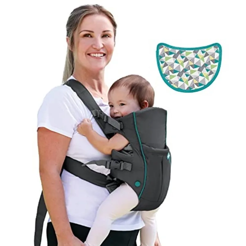 Infantino Swift Classic Carrier with Pocket - 2 maneiras de transportar porta-aviões cinza com wonder bib & essentials storage front pocket, cinta traseira ajustável, voltado para dentro e para fora,